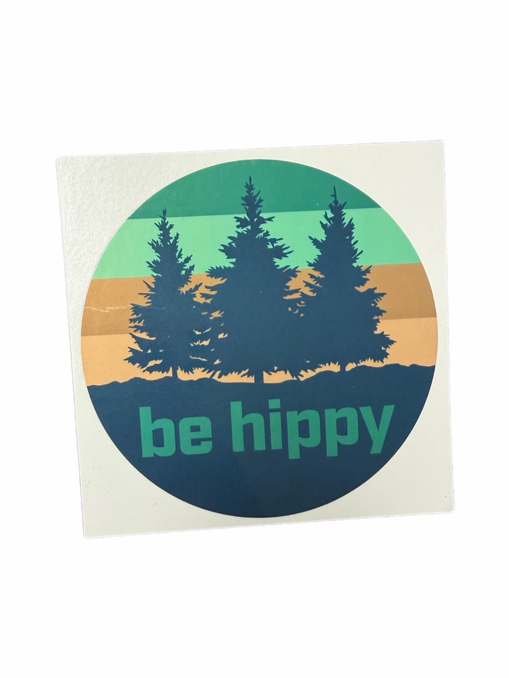 Be Hippy Green Tree Circle Decorative Sticker